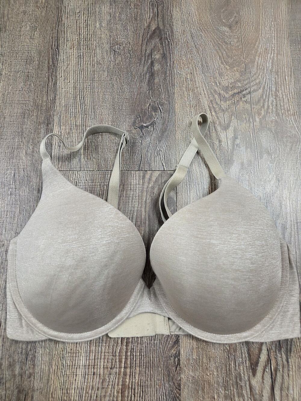 Victoria's Secret Padded Perfect Coverage Beige Heather Bra Size 34D
